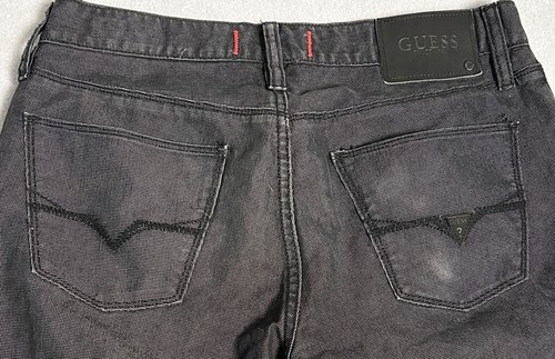 Pantalones de mezclilla GUESS para hombre talla 30 x 32 negros ajustados rectos Del Mar micro rejilla a cuadros EC - Imagen 9 de 15