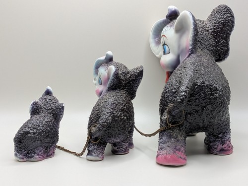 Arnart Japan Anthropormorphic Kitsch Sugar Elephants Chained Family Figurine 3pc - Picture 4 of 21