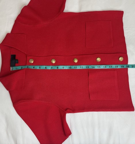 Zara Women’s Red Short Sleeve Collared Lady-like Cardigan Sweater Top, Size M - Picture 8 of 12