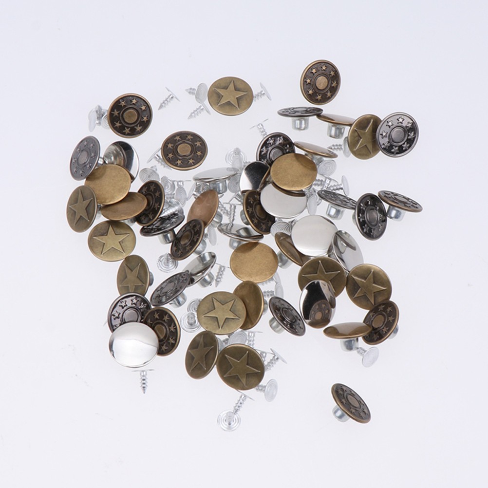 50 Sets Snap Button Fastener Buttons for Clothes Jean Replacement Kit