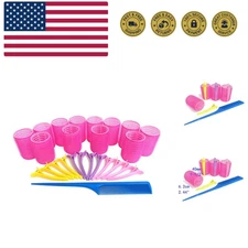 Hair Rollers Curlers Rollers With 2 Duckbill Sectioning Clips Comb Used for H...