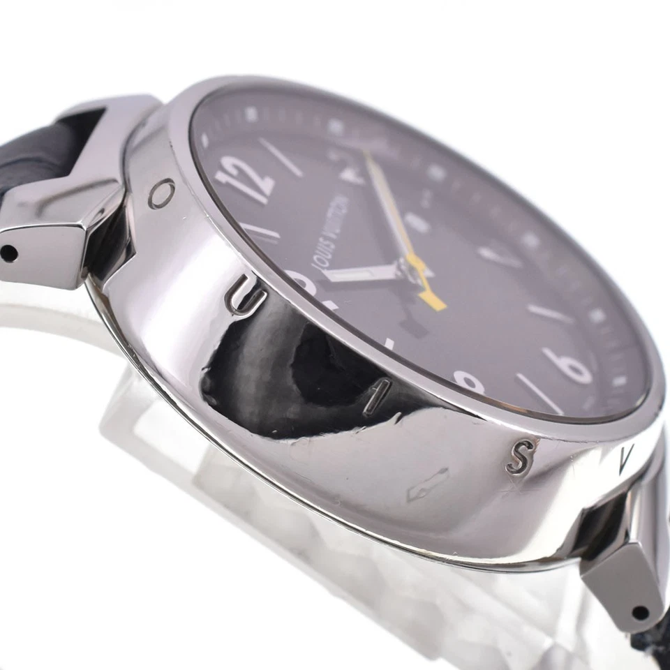 Reloj de cuarzo para hombre LOUIS VUITTON Tambour Q1111 fecha esfera marrón R#143593 Foto 4 de 4