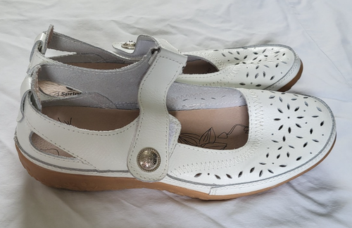 Spring Step Mary Jane Sandals Women's 39 Leather White Cottagecore Soft Girl - Picture 4 of 11