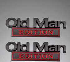 2pcs Black Redmetal Old Man Edition Emblem 3d Badge Fit For Universal Car