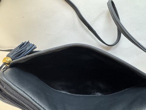 Vintage Ganson Woven Leather Blue Black Crossbody Shoulder Bag Handbag Purse EUC - Picture 9 of 14