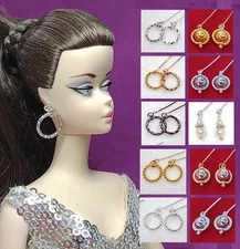 Dreamz TEXTURED HOOP Hoops EARRINGS Jewelry for 11.5" doll - Choice of 5 Designs