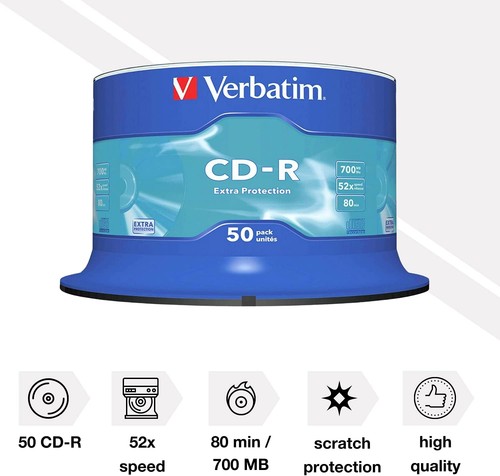 Verbatim 43351 700MB 52x Extra Protection CD-R - 50 Pack Spindle 50 Pack Spindle - Picture 4 of 10