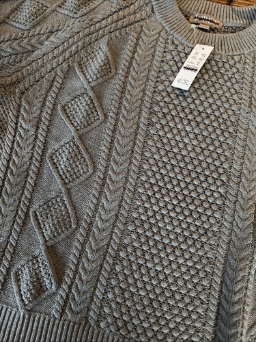 J.Crew Cotton cable-knit crewneck sweater Size Medium Gray CE718 New NWT - Picture 9 of 9