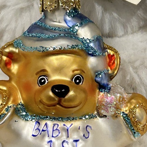 Old World Christmas Ornament Baby's 1st Christmas Boys 1st Teddy Bear NWT W/box! - Picture 3 of 15
