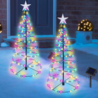 2-Pack 26" Solar Spiral Christmas Trees Multicolor Outdoor Waterproof Yard Decor