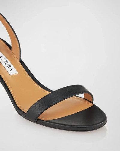 AQUAZZURA So Nude Sandal Heels 38 Black 8 Leather Slingback Kitten Heel NEW - Picture 3 of 16