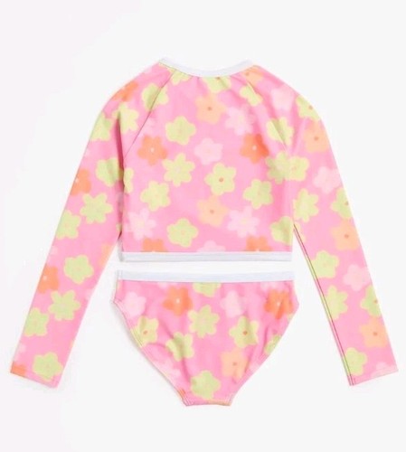 Girl's Pink With Flowers Size-14, 2 Piece Swim Set - Picture 2 of 4