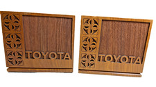 RARE Vintage Toyota Solid Walnut Bookends Book Ends Lasercraft Dealer Executive