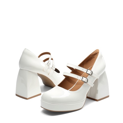 Damen Y2K elegante Pumps Plateau hohe klobige Blockabsatz Mary Jane Pumps - Bild 37 von 42