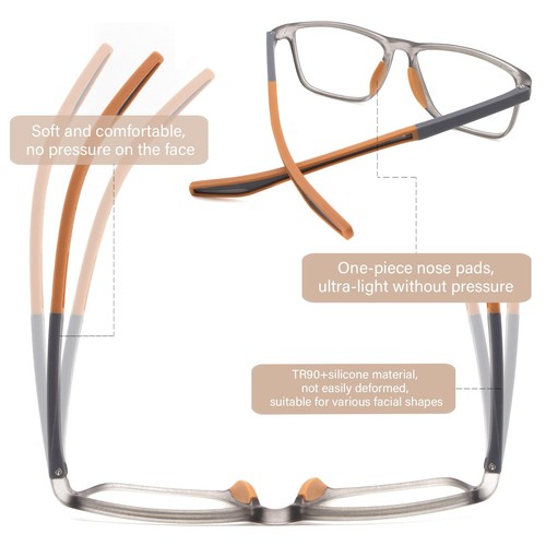2 Pack Reading Glasses for Men,Sports Style Blue Light Blocking Readers wit... - Picture 5 of 7