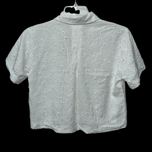 Ocean Drive Top Damen Größe Small Weiß Ösen Cropped Kurzarm Strand - Bild 5 von 9