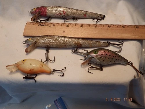 Vintage Used Rapala Fishing Lure Lot. Shallow Diving Minnow, Perch, Trout-B592