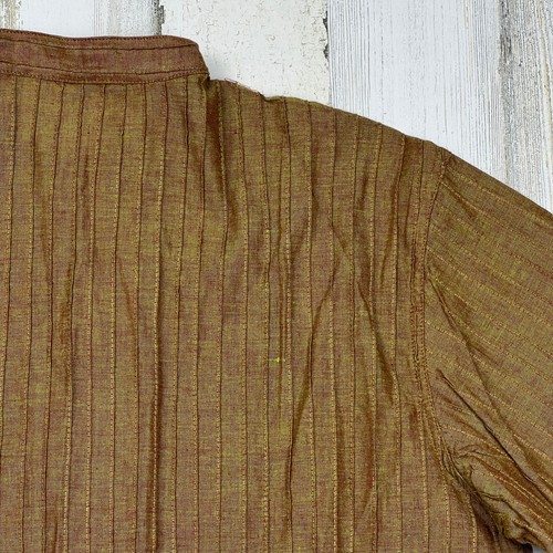 Camicia Fabindia cotone arancione/verde con bottoni • Uomo 38• Made in India - Foto 5 di 10