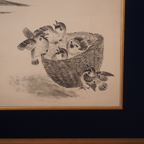 Vintage Japanese Ink Painting – Sparrows – Calm Design & 1940s Retro Atmosphere - Picture 5 of 19