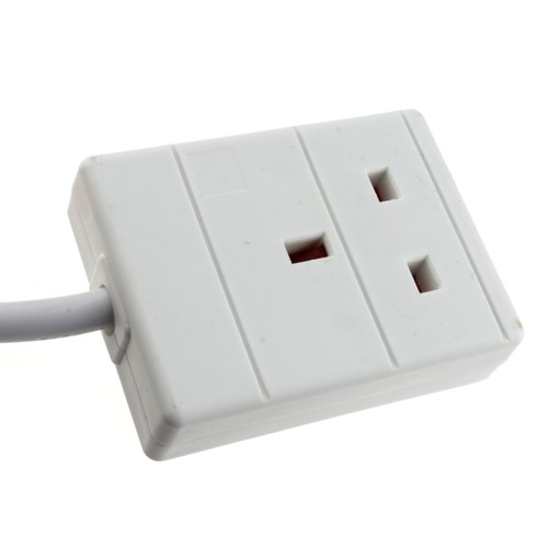 1 Gang Single Way UK 13A Mains Power Socket Extension Lead White 0.5m - Afbeelding 4 van 4