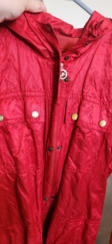 Michael Kors Size MEDIUM red Hooded Rain Jacket - Picture 6 of 8