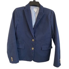 J.Crew Schoolboy Navy Cotton Blend Striped Lining Blazer Jacket Sz 4 Academia