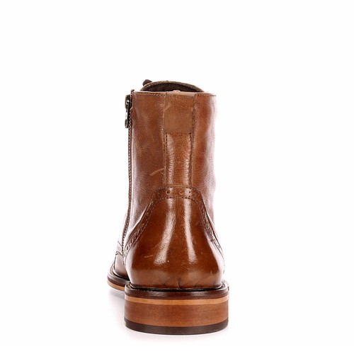 Franco Fortini Mens Drexel Cap Toe Brogue Lace Up Boot Shoes, Tan, US 13 - Picture 5 of 7