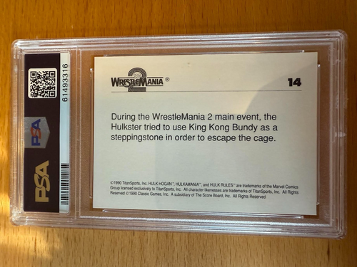 1990 CLASSIC S2 WWF WRESTLEMANIA #14 HULK HOGAN-KING KONG BUNDY PSA 9 *GEM* - Picture 2 of 3
