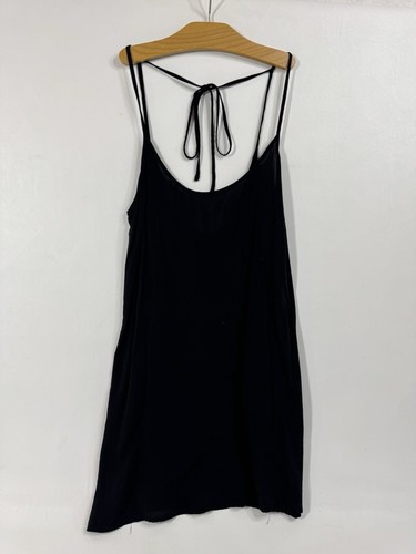 Brandy Melville Womens Black Mini Slip Dress Tie Back Flowy Cover Up One Size - Picture 3 of 9