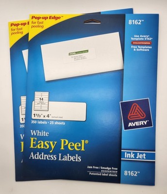 Avery 8162  Address Labels with Sure Feed for Inkjet Printers 1-1/3 x 4  in.