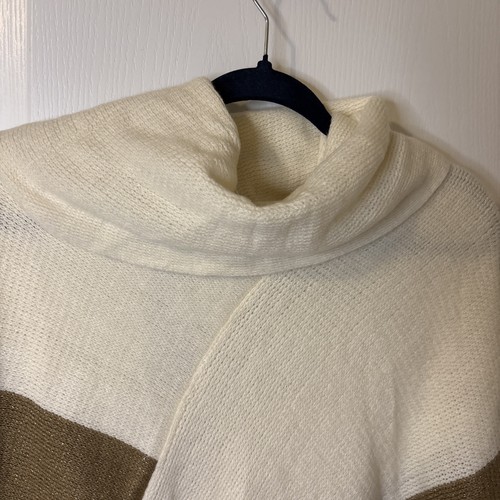 Chico's Cozy Cowl Neck Striped Shine Fringe Poncho Womens One Size Flowy NWT $89 - Picture 4 of 11