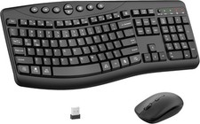 Wireless Keyboard and Mouse Combo,2.4G Full Size Quiet Ergonomic Curved Keyboard