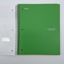 Mead Five Star Spiral Notebook 1 Subject Wide Ruled 100 Sheets Green