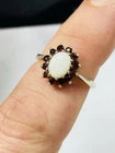 Vintage fully hallmarked silver,opal and garnet ring UK size K used(resized)