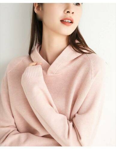 Sweater Women Winter Loose Hooded Solid Color Knitted Bottomed Pullover - Picture 4 of 19