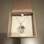 925 Sterling Silver Round Dog Charm Pendant Necklace Chain Lobster 7.67 grams — photo 1
