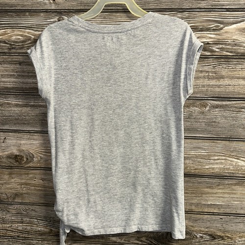 So girls L 10 short sleeve grey T-shirt tie side “girls play to win” graphic - Picture 5 of 6
