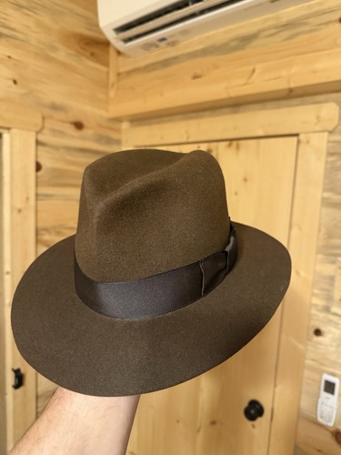 Homemade Rabbit felt Indiana Jones Raiders Style Fedora 7 3/8 inches 59cm