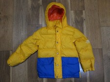 The North Face Youth/Boy's Yelllow/Blue Hooded Zip 600 Down Puffer Jacket Sz S