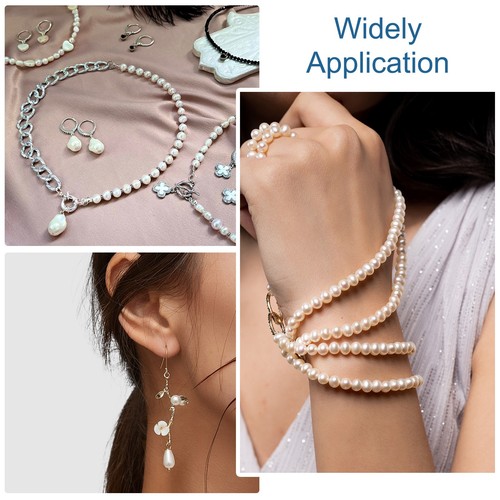 100 Pcs 7-8mm 0.8mm Hole Oval Shape Freshwater Pearl Beads,Gray - Picture 6 of 6