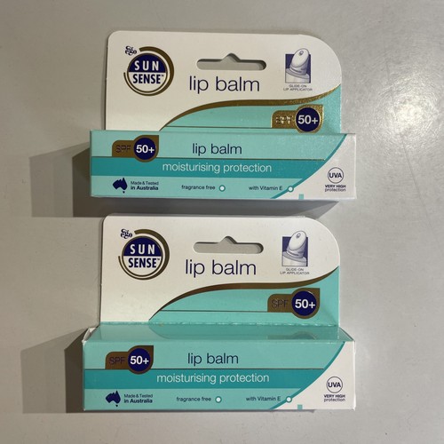 Sun Sense Lippenbalsam LSF 50+ Feuchtigkeitsschutz Hergestellt & getestet in Australien x2