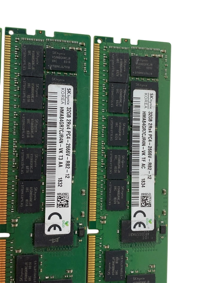 Mixed Lot Kingston and SK Hynix 32GB 2Rx4 PC4-2666V DDR4 Server RAM lot of 4 - Image 3 of 4