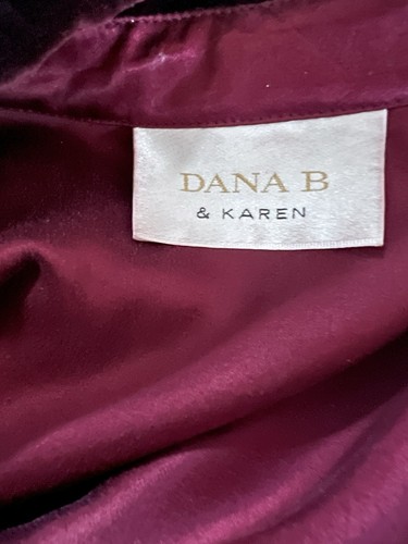 Dana B & Karen Top Women XL Velvet Velour Button Up Burgandy Long Sleeve - Picture 5 of 5