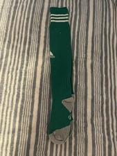 New Long Adidas Green White Striped Over The Calf Soccer Socks, Men Or Boys