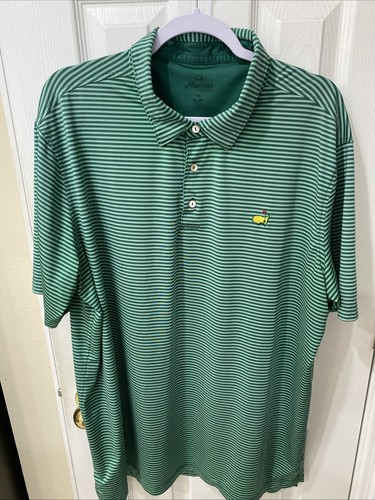 Masters Tech Golf Performance Short Sleeve Polo Shirt Men's XXL Striped Green