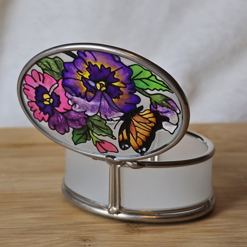 Caja de baratijas para joyería de vitrales pintadas a mano mariposas y flores AMIA Studios - Imagen 19 de 24