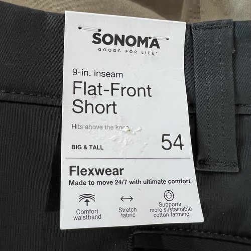 Sonoma Flat Front Flexwear 3 Pairs Mens Shorts Size 54 Blue Gray Khaki 9” NWT - Picture 3 of 5