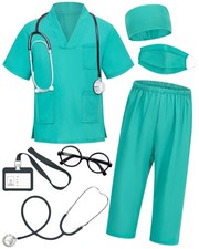 Kids Doctor Scrubs Costume Set with Accessories, 7 Pcs for Ages 3-11