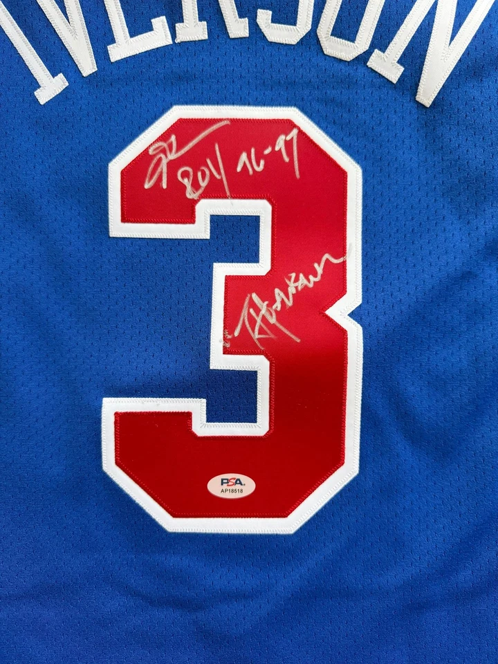 1996-97 Allen Iverson Mitchell & Ness Authentic 76ers Autograph & Inscribed PSA - Image 3 of 3