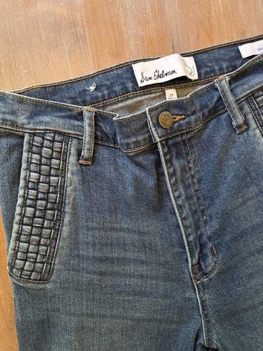 Jeans blu Iro vita alta con dettagli trapuntati Sam Edelman Bay pantalone 27 - Foto 3 di 10